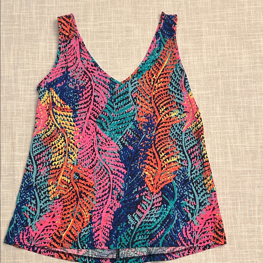 Lilly Pulitzer Multicolor Leaf-Print V-Neck Tank Top